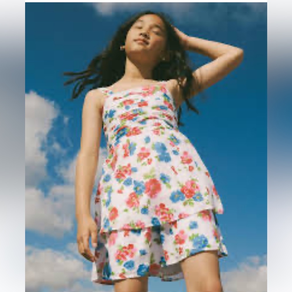 Abercrombie Kids Floral Tiered Dress White, Pink, Blue Dress Spring Summer 13/14